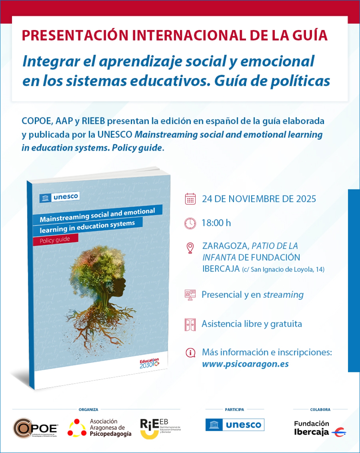 Presentación de la guía "Integrar el aprendizaje social y emocional en los sistemas educativos: Guía de políticas", 24 de noviembre, presencial y en streaming