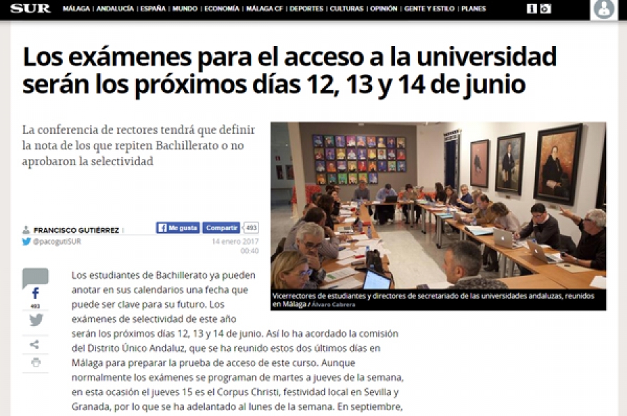 Artículo sobre las fechas de los exámenes de acceso a la universidad 2017