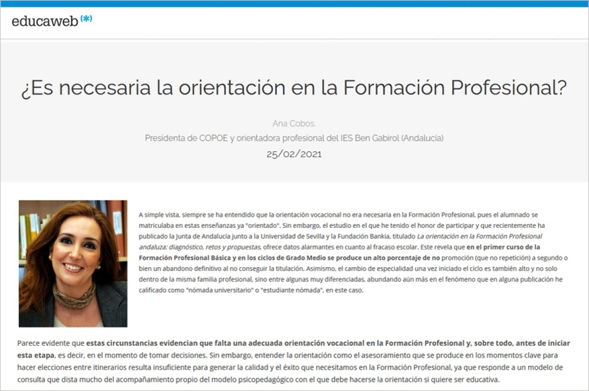 Artículo de Ana Cobos en Educaweb