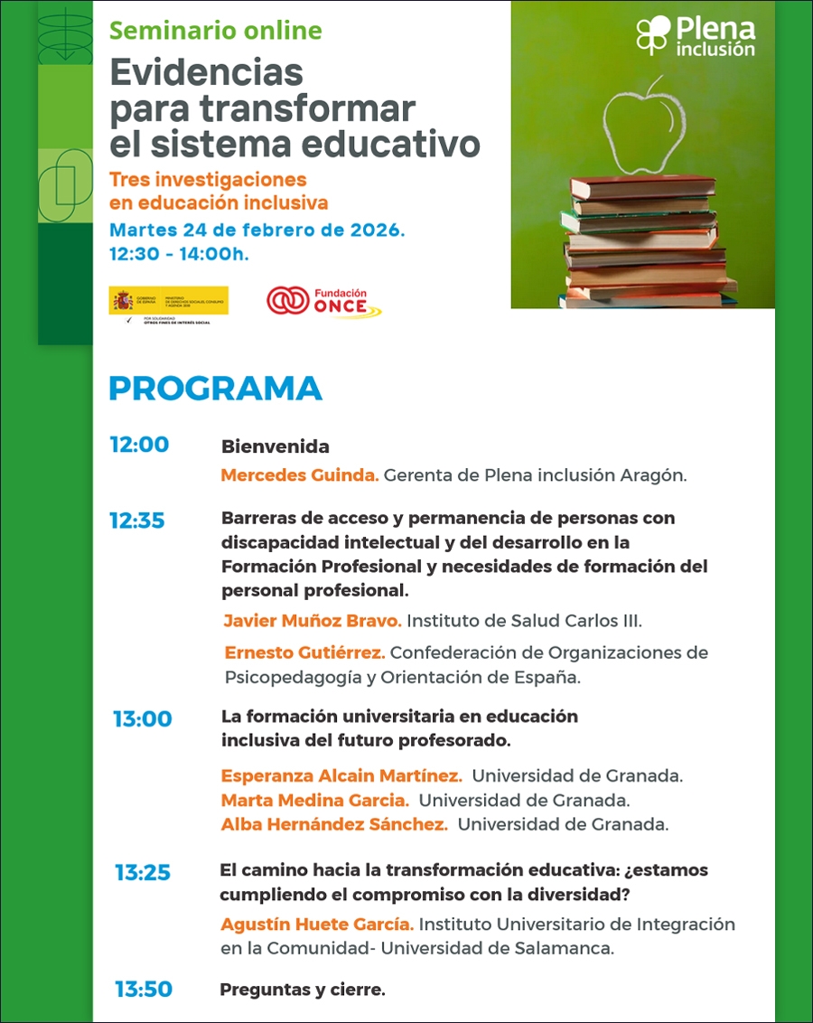 Seminario online "Evidencias para transformar el sistema educativo: tres investigaciones en educación inclusiva", 24 de febrero